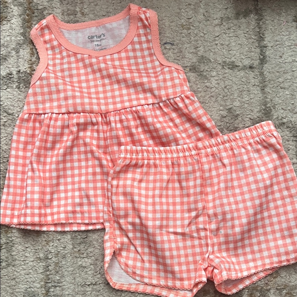 Carter's Peach Gingham Baby Outfit